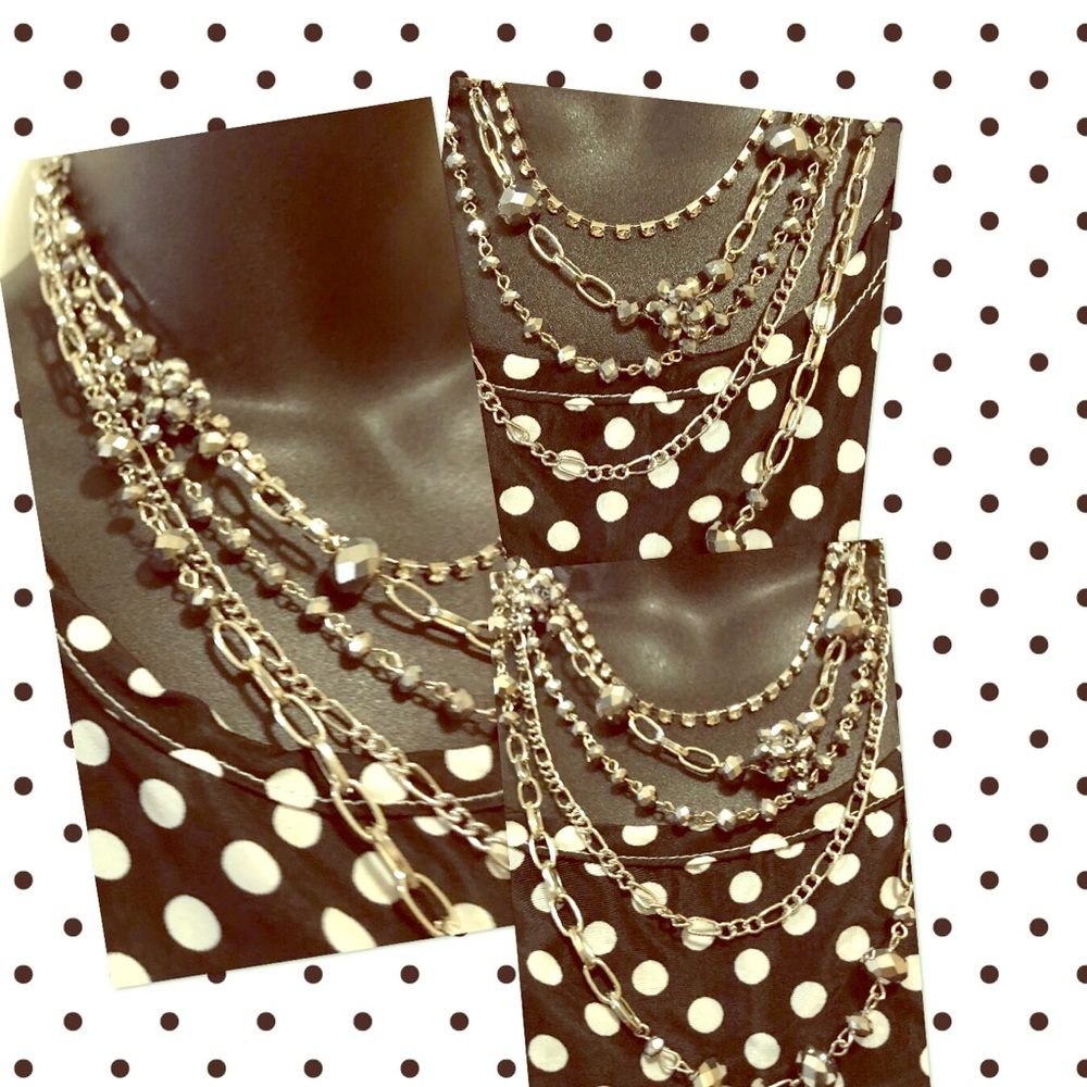 Bold 5 Strand Chain Reaction Necklace & Earrings